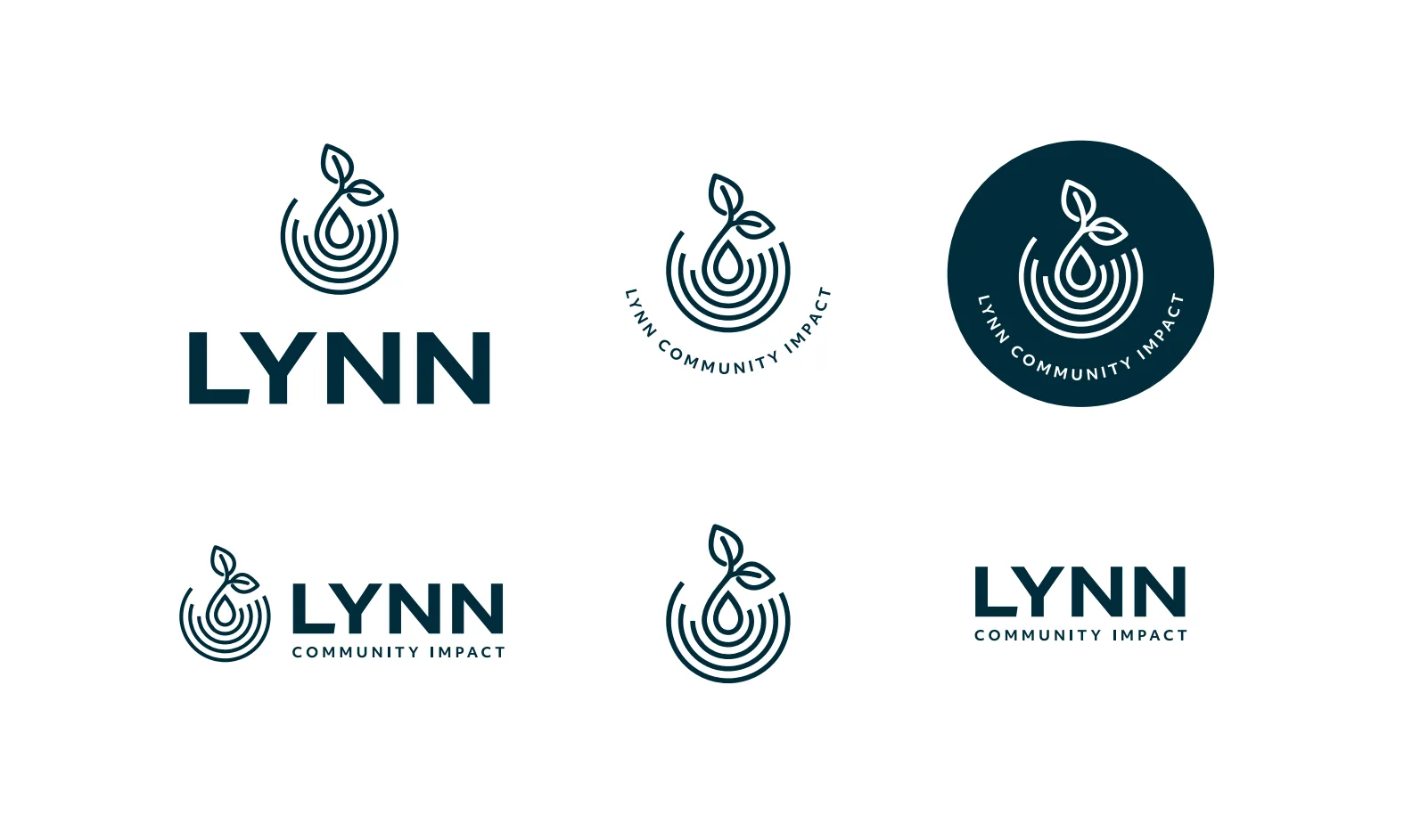 Lynn Community Impact primary logo, circular badge, horizontal lockup, wordmark, and standalone brandmark variations