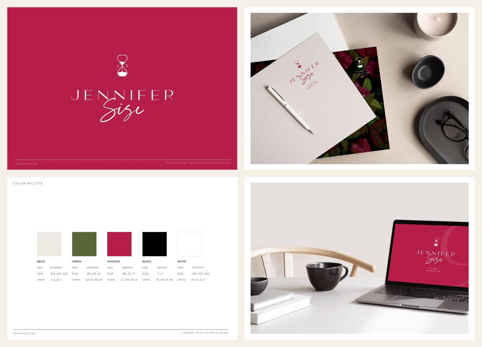 Jennifer Sise brand identity system by The Mustard Seed Agency