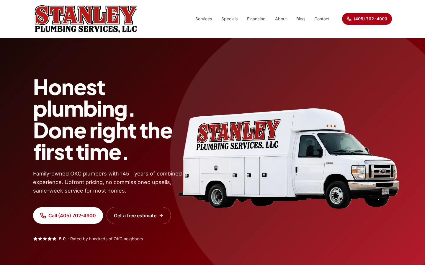 Stanley Plumbing Services website design by The Mustard Seed Agency