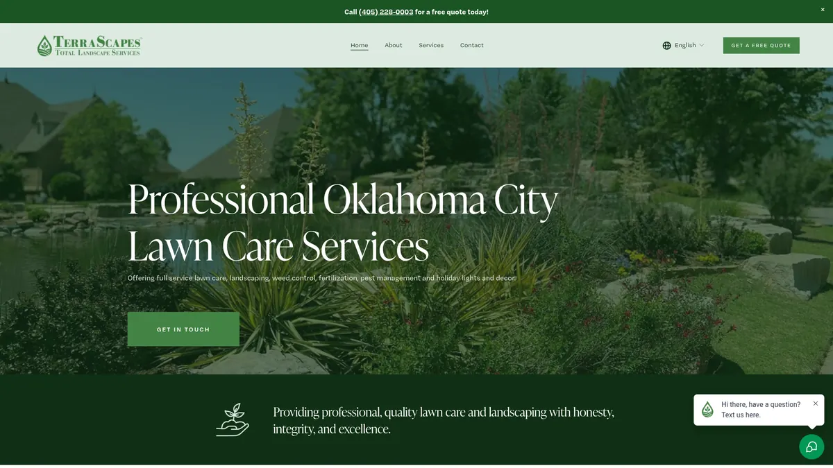 TerraScapes OKC website design by The Mustard Seed Agency